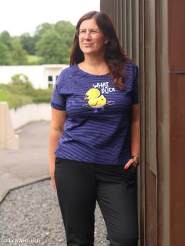 Preview: French Terry Panel ca. 85cm What the Duck Blau by Thorsten Berger von Swafing